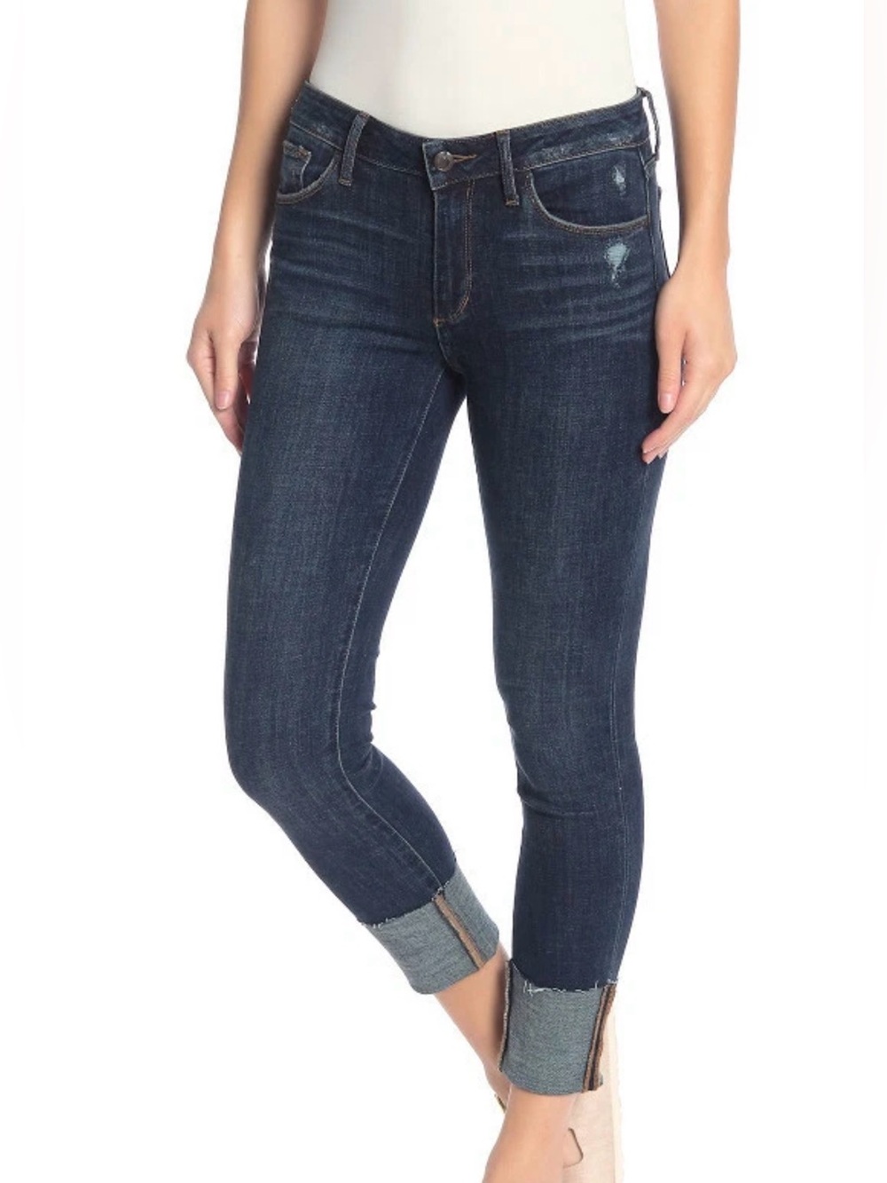 JOE'S Jeans Women Flawless Mid Rise Cuff Crop Stretch Jeans Size 28 Sybil Wash